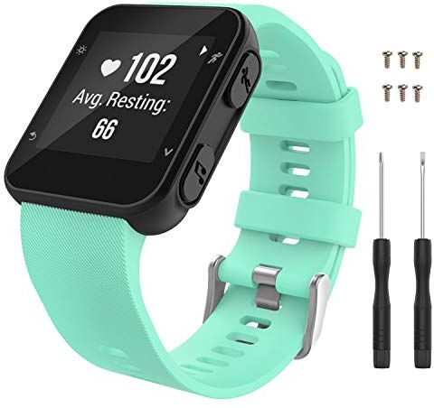 MoKo Cinturino Compatibile con Garmin Forerunner 35 Smartwatch, Braccialetto Sportivo di Ricambio in Morbido Silicone, Verde Menta