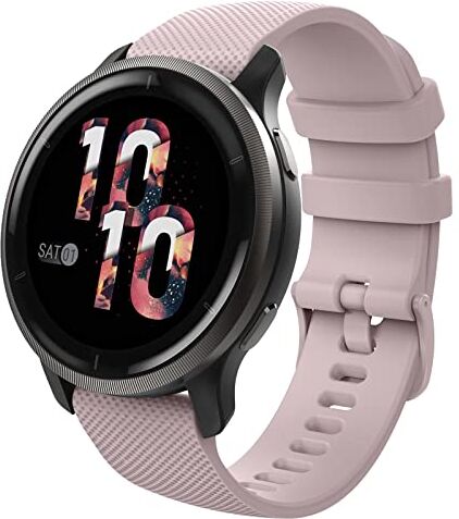 MoKo Cinturino Compatibile con Garmin Vivoactive 4S/Venu 3S/Venu 2S/Forerunner 265S/255S/255S Music/Vivomove 3S, 18mm Cinturino Sportivo di Ricambio in Silicone Morbido, Rosa Rosa