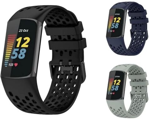 Panda Cinturino di ricambio compatibile con Fitbit Charge 5 Charge 6, unisex, taglia S e L, Silicone