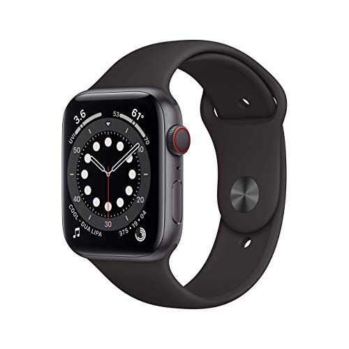 Apple Watch Series 6 GPS + Cellular, cassa in alluminio grigio siderale da 44 mm con cinturino Sport nero (Ricondizionato)