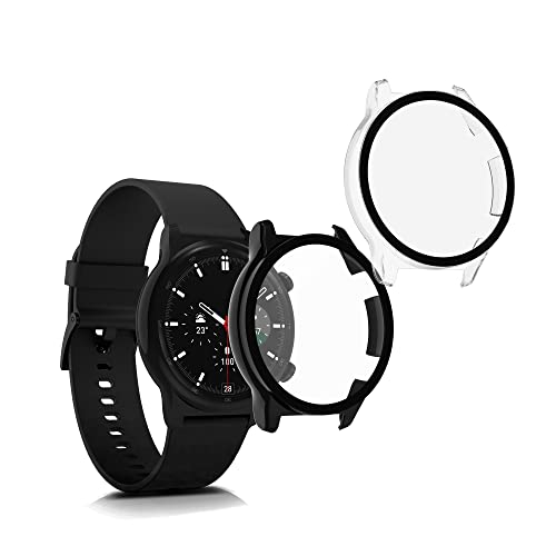 kwmobile 2x Custodia Rigida Smartwatch Compatibile con Honor Watch GS 3 Cover Case Vetro Temperato Orologio Fitness nero/trasparente