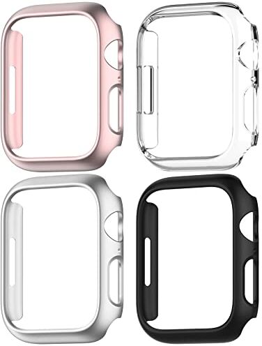 Dilhvy (4 pezzi) Custodia compatibile con Apple Watch Series 7 41mm PC Cover, （Senza protezione per lo schermo）resistente ai graffi Protezione compatibile con iWatch 7