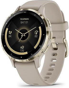 Garmin Venu 3S, Smartwatch AMOLED 1,2", Cassa 41mm, Microfono e Speaker, Musica,  Pay, +30 App sport, GPS, Cardio, SpO2 , Autonomia 10 giorni (French Gray & Soft Gold)