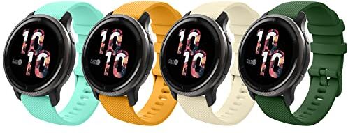 MoKo 4 Pezzi Cinturino Compatibile con Garmin Vivoactive 4S/Venu 3S/Venu 2S/Forerunner 265S/255S/255S Music/Vivomove 3S, 18mm Cinturino Sportivo di Ricambio in Silicone Morbido, Multicolore B