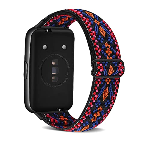 KoGiio Nylon Cinturino Compatibile con Huawei Band 7, Uomini Donne Traspirante Leggero Elasticità Sportiva Cinturino Compatibile con Huawei Band 7 Fiore D'arancio