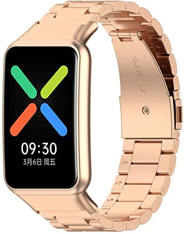 GIOPUEY Cinturini Compatibile con OPPO Watch Free, Acciaio inossidabile Cinturino [Resistente All'usura] rose gold