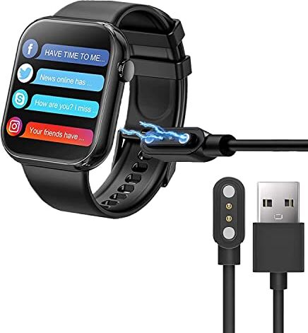 Blueshaweu Cavo di ricarica compatibile con smartwatch Mingtawn da 1,85", cavo di ricarica per smartwatch Mingtawn da 1,85" (nero)