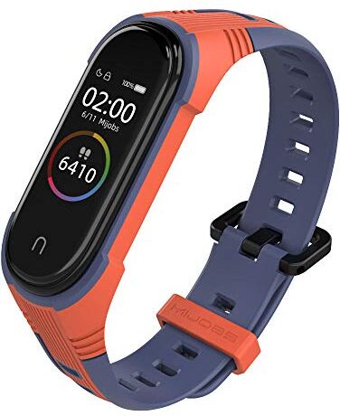 WIIKAI Cinturino Compatibile per XiaoMi Mi Band 5 Mi Band 6 Regolabile di Ricambio Bracciale.(Arancione + Blu Notte)