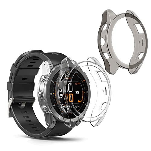 kwmobile Set 2x Custodia Smartwatch Compatibile con Garmin Epix 2 Cover Case Trasparente Protezione Orologio Fitness nero/trasparente