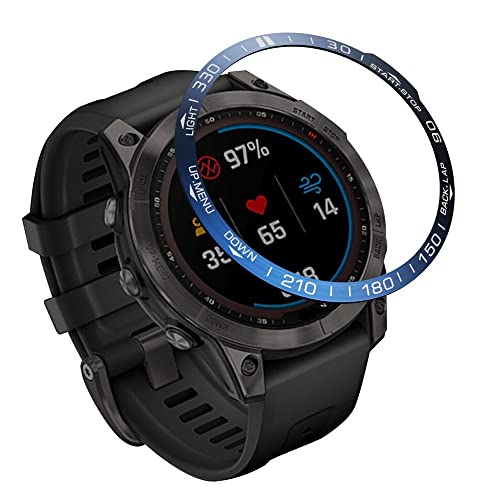 HKIDKK Lunetta anello Styling Frame Case Per Garmin Fenix 7X 7 7S 6X 6 Guarda Acciaio Inox Cover Anti-graffio Protezione Anello Accessori (colore: Blu Bianco, Dimensioni: 20mm Fenix 7S)