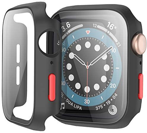 Bescove Cover Nero con Pellicola Protezione Schermo Vetro Temperato per Apple Watch SE Serie 6/5/4 40mm, iWatch Custodia Proteggi,Bumper,Sottile Case Protettiva Completa