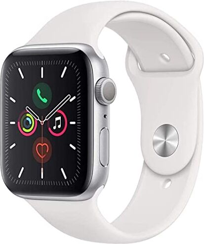 Apple Watch Series 5 44mm (GPS) Cassa In Alluminio Color Argento Con Bianco Cinturino Sport (Ricondizionato)