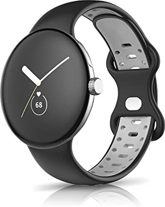 KONEE Cinturino Compatibile con Google Pixel Watch 2 / Google Pixel Watch, Bracciale Cinturini di Ricambio in Silicone Morbido Compatibile con Google Pixel Watch 2 / Pixel Watch Nero&Grigio