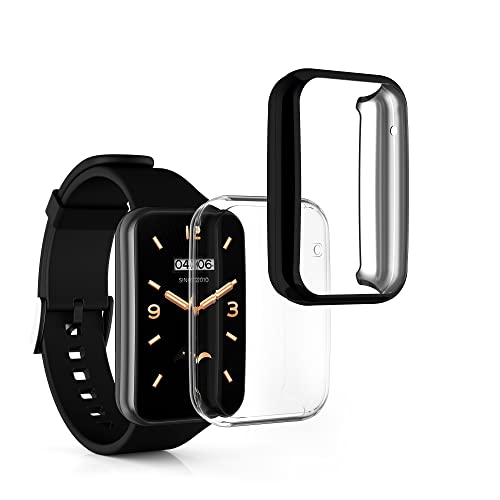kwmobile Set 2x Custodia Smartwatch Compatibile con Xiaomi Mi Band 7 Pro Cover Case Silicone Protezione Orologio Fitness nero/trasparente