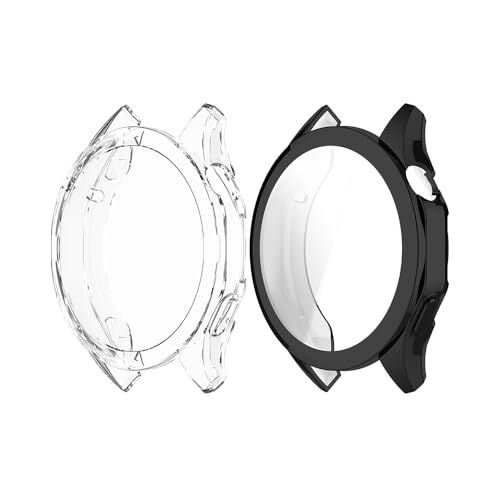 WIIKAI Cover Morbide Compatibile con HUAWEI Watch GT 4+ Custodia Proteggi Schermo TPU, Protettiva Case.(Trasparente + nero)(46mm)