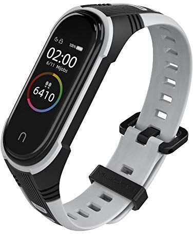 WIIKAI Cinturino Compatibile per XiaoMi Mi Band 5 Mi Band 6 Regolabile di Ricambio Bracciale.(Nero+Grigio)