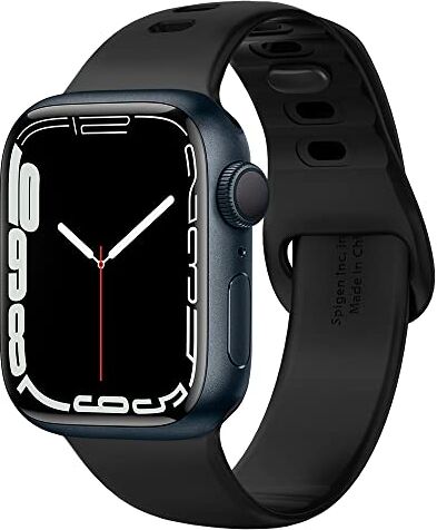 Spigen Cinturino Silicone Fit Compatibile con Apple Watch Series per Apple Watch Ultra 2/Ultra 49mm, 9/8/7 45mm, 6/SE/5/4 44mm e 3/2/1 42mm Nero