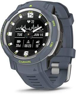 Garmin Instinct Crossover, Smartwatch ibrido, 45mm, Rugged design e Lancette Super-Luminova, Autonomia 28 giorni, +30 Sport, GPS, Cardio, SpO2, Activity Tracker (Blue Granite)