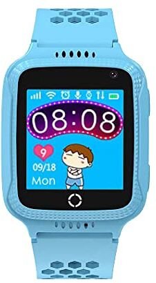 Celly Kidswatch Orologio per telefono impermeabile per bambini 4G, chiamate, messaggi, modalità scuola, funzione SOSS, GPS, fotocamera e contapassi 2 anni di garanzia (BLAU), Normal