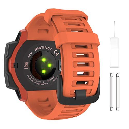 MoKo Cinturino Compatibile con Garmin Instinct/Instinct Solar/Tactical/Instinct 2 Smartwatch GPS, 22mm Braccialetto Sportivo di Ricambio in Silicone Morbido, Rosso Fiamma