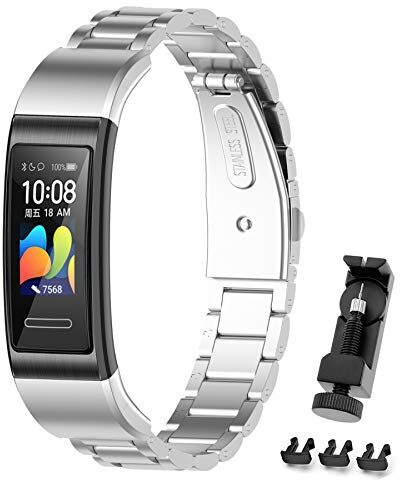 MIJOBS Cinturino Compatibile con Huawei Band 4 PRO Cinturini Metallo Cinturino di Ricambio per Huawei Band 3 PRO Braccialetto Huawei Band 3 Bracciale in Acciaio Inossidabile