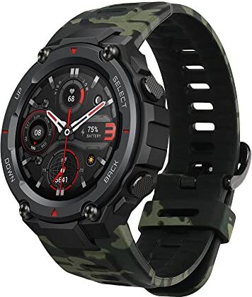 kwmobile Cinturino Silicone TPU compatibile con Huami Amazfit T-Rex/T-Rex Pro Fascetta Gommata Smartwatch camouflage nero/verde chiaro/verde scuro