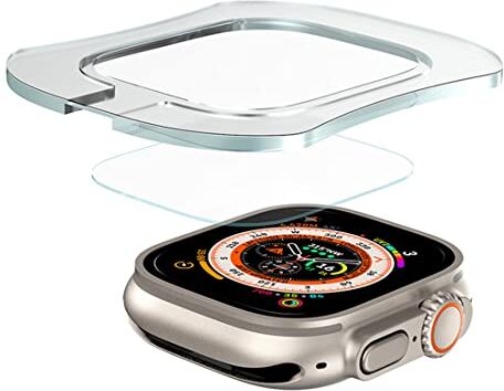 CUHZA 2 pezzi di vetro protettivo premium per Apple Watch Ultra 49mm, proteggi schermo in vetro 9H di alta qualità, resistente pellicola adesiva in vetro temperato