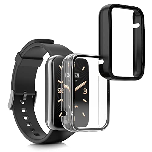 kwmobile 2x Custodia Rigida Smartwatch Compatibile con Xiaomi Mi Band 7 Pro Cover Case Vetro Temperato Orologio Fitness nero/trasparente