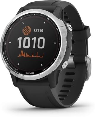 Garmin Fenix 6S Solar Orologio Intelligente Multisport 42mm, Display 1,2”, Colore Argento con Fascia Nera