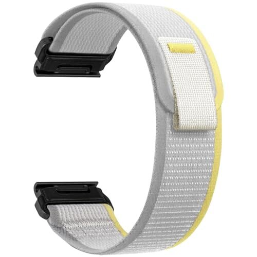 ZoRoll 26mm QuickFit Cinturino per Garmin Fenix 7X Pro/7X/6X/6X Pro/5X/5X Plus, Elastico Nylon Cinghie di Ricambio per Garmin tactix 7 AMOLED/tactix 7 Pro/Epix Pro 51mm/Enduro Giallo&Beige