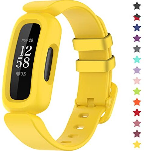 TopPerfekt Cinturino Compatibile con Fitbit Ace 3 per Bambini, in Morbido Silicone, Impermeabile, Accessorio per Lo Sport e Senza Metallo (Giallo)