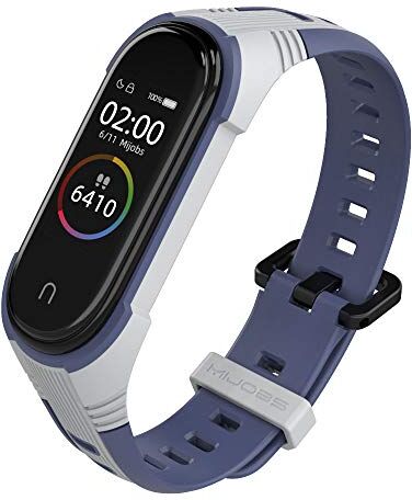 WIIKAI Cinturino Compatibile per XiaoMi Mi Band 5 Mi Band 6 Regolabile di Ricambio Bracciale.(Grigio+blu)