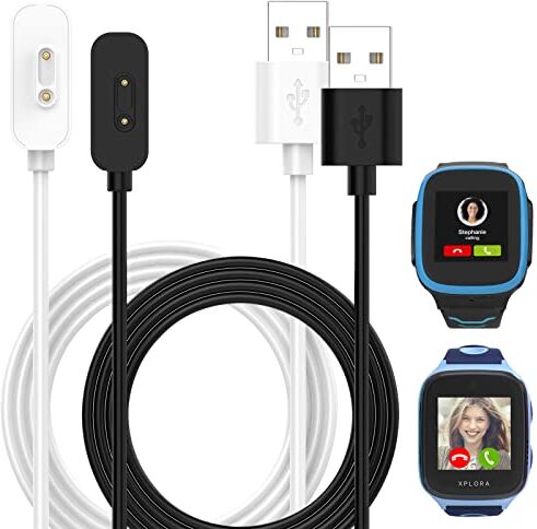 Qoosea Caricatore per Smartwatch per Xplora X5/X4/X5 Play Cavo di Ricarica, Cavo di Ricarica USB Magnetico, Cavo Adattatore per Caricabatterie Impermeabile IP68, Cavo di Ricarica Magnetico, [2 pacchi]