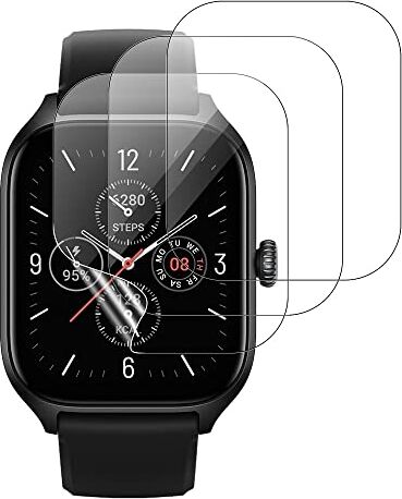 KZIOACSH Pellicola Protettiva Compatibile Amazfit GTS/GTS 2/ GTS 2e/ GTS 3/GTS 4mini/GTS 4 [3 Pezzi], 3D Copertura Totale Adatta a Sensore Ultrasonico, [Non Vetro] [Senza Bolle] [TPU Materiale]