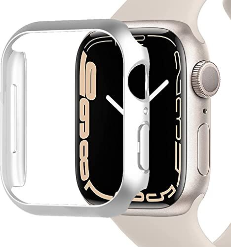 Miimall Custodia per Apple Watch Serie 9/8/7 45mm, Case Protettiva in PC Rigido, Custodia Sottile e Antiurto Senza Protettore dello Schermo, Cover Protettiva per iWatch 45mm Serie 9/8/7, Argento