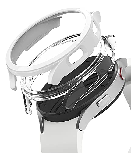 Ringke Slim Compatibile con Cover Samsung Galaxy Watch 4 40mm (2 Pezzi) Custodia Sottile Rigida PC Antigraffio Clear & White