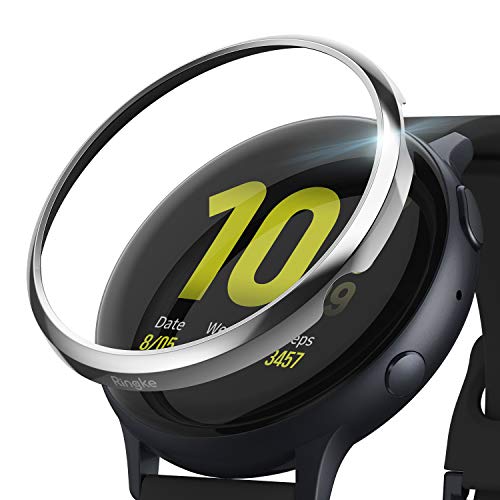 Ringke Bezel Styling Compatibile con Cover Samsung Galaxy Watch Active 2 40mm, Ghiera Anti Graffio Acciaio Inossidabile Adesiva Accessorio Silver (40-01)