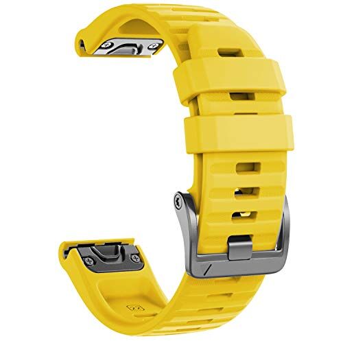 NotoCity Cinturino per Garmin Fenix 6/Fenix 6 Pro/Fenix 5/Fenix 5 Plus/Forerunner 935/945, 22mm Cinturino di Ricambio in Silicone, Braccialetto Quick-Fit, Colori Multipli. (Giallo)