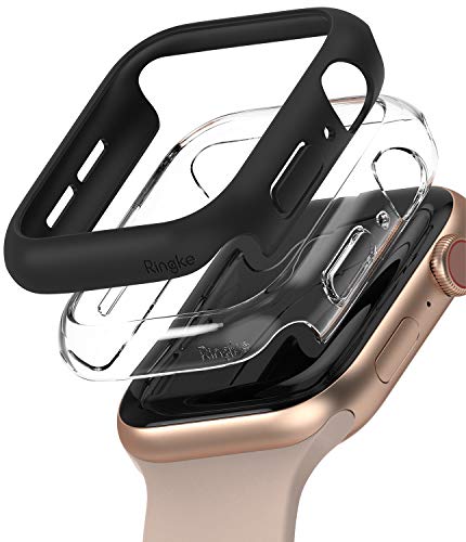 Ringke Slim Compatibile con Cover Apple Watch Serie 6/SE/5/4 40mm, Custodia PC Antigraffio (2 Pezzi) Clear & Black