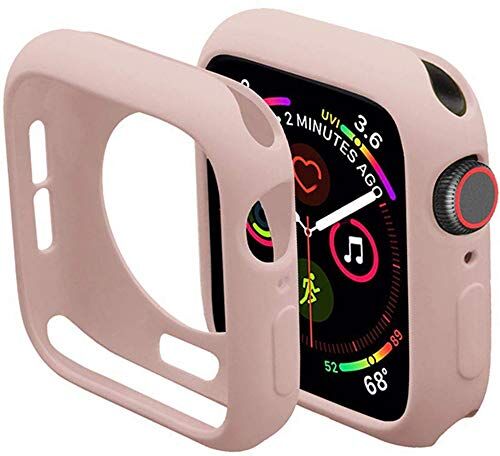 Miimall Custodia Protezione In TPU Compatibile Con Apple Watch Series 6/SE/Serie 5/Serie 4 44mm [AntiCaduta] Ultra Sottile Flessibile Gomma Paraurti Protettiva Per iWatch Series 6/5/4/SE 44mm Rosa