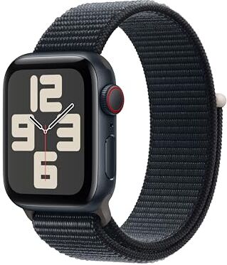 Apple Watch SE (2ª generazione, 2023) GPS + Cellular 40mm Smartwatch con cassa in alluminio color mezzanotte e Sport Loop mezzanotte. Fitness tracker, monitoraggio del sonno.