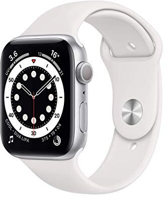 Apple Watch Series 6 GPS, cassa in alluminio color argento da 44 mm con cinturino Sport bianco (Ricondizionato)