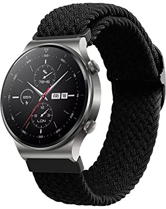 kwmobile Fascia compatibile con Huawei Watch GT2 Pro / GT2 (46mm) / GT 2e Cinturino Smart-Watch Fitness-Tracker Nylon nero ca. 19-20 cm