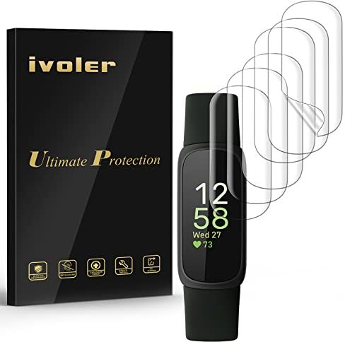 iVoler 6 Pezzi Pellicola Protettiva per Fitbit Inspire 3, Copertura Completa Wet Applied Protezione per Schermo Anti Graffio Senza Bolle HD Clear Film in TPU