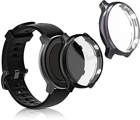 kwmobile Set 2x Custodia Smartwatch Compatibile con Huami Amazfit GTR 2 / 2e Cover Case Silicone Protezione Orologio Fitness nero/grigio