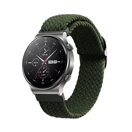 kwmobile Fascia compatibile con Huawei Watch GT2 Pro / GT2 (46mm) / GT 2e Cinturino Smart-Watch Fitness-Tracker Nylon verde scuro ca. 19-20 cm