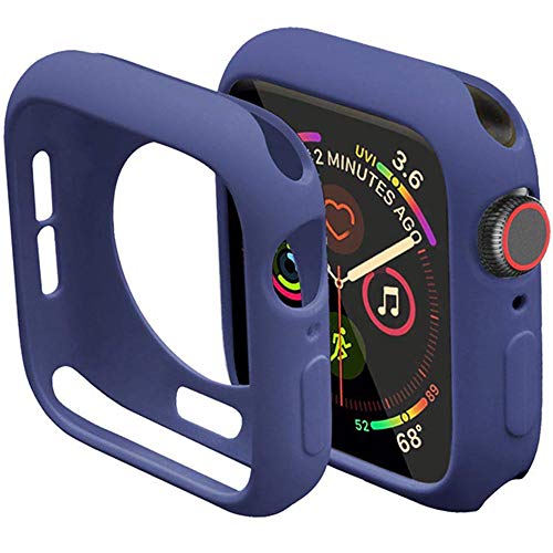 Miimall Custodia Protezione In TPU Compatibile Con Apple Watch Series 6/SE/Serie 5/Serie 4 44mm [AntiCaduta] Ultra Sottile Flessibile Gomma Paraurti Protettiva Per iWatch Series 6/5/4/SE 44mm Blu