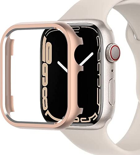 Miimall Custodia per Apple Watch Serie 9/8/7 41mm, Case in Lega di Alluminio, Custodia Sottile Antiurto Senza Protettore dello Schermo, Cover Cornice Solido per Apple Watch 41mm Serie 9/8/7, Oro Rosa