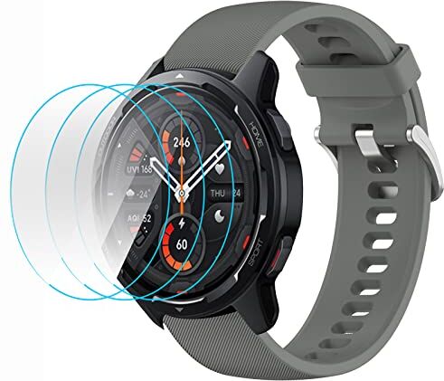 GIOPUEY Cinturini Compatibile con Xiaomi Watch S1 Active, [2 in 1] TPU Silicone Cinturino + 3 Pezzi Pellicola Protettiva, [Resistente All'usura] [Traspirante] Grigio