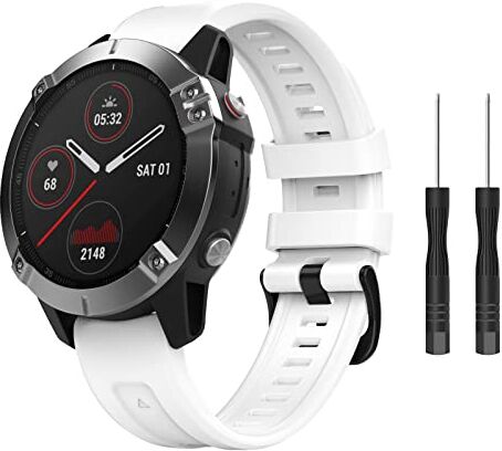 MoKo Cinturino Compatibile con Garmin Fenix 7/7 Pro/6/6 Pro/5/5 Plus/Instinct/Instinct Solar/Instinct 2/Forerunner 965/955, Quick Fit 22mm Braccialetto di Ricambio in Morbido Silicone, Bianco